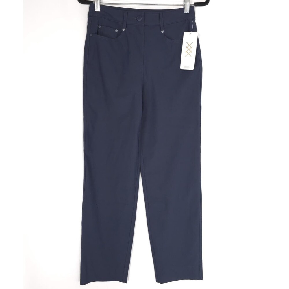 RHODE New Commuter Straight Leg Pants 4 Navy Blue Stretch High Rise 200256-405-4